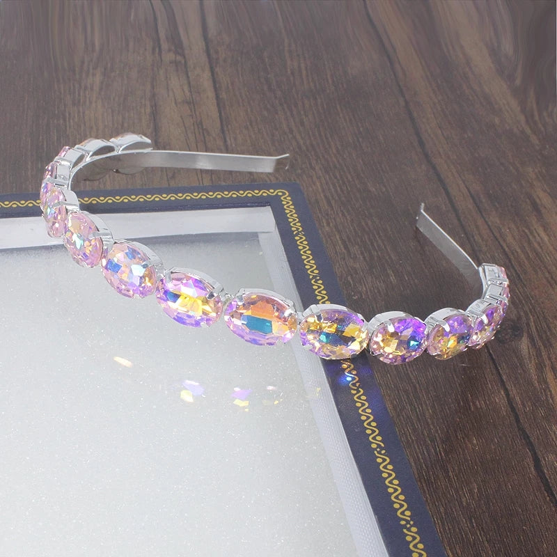 Pink iridescent gem Headband pre order - AlessandrasLittleBow