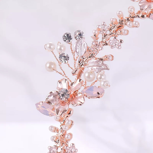Rose gold crystal flower tiara - pre order