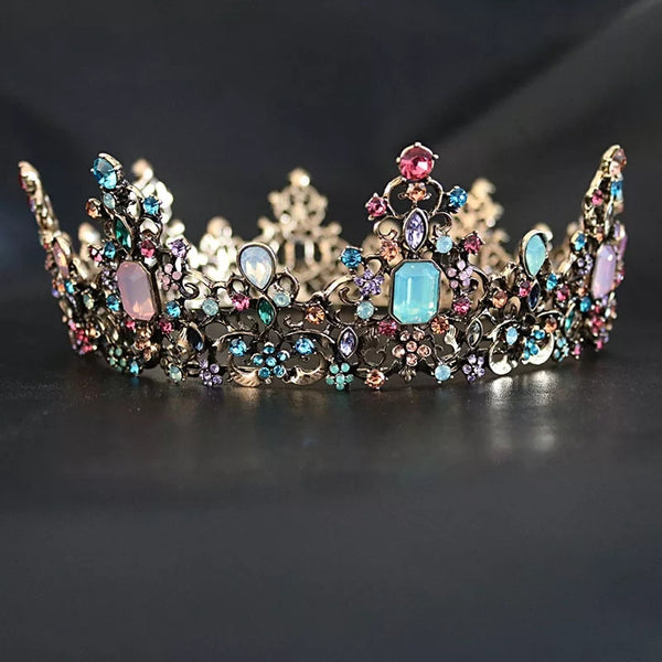 Luxury pastel crystal Black full crown - pre order