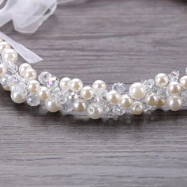 Pearl and crystal beaded headpice - pre order
