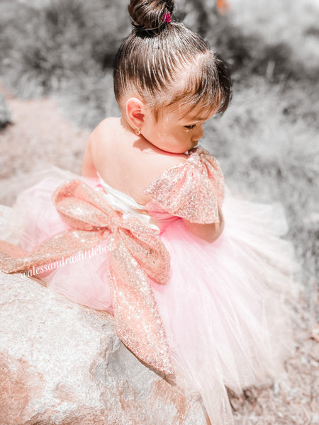 Brielle Couture Dress in Rose Gold and Pink