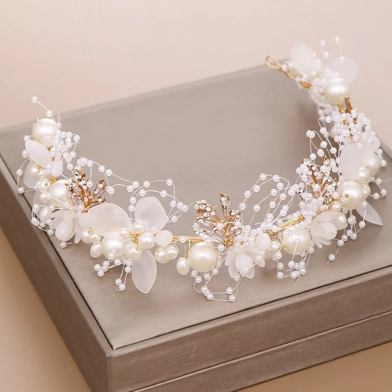 White Floral headpiece - pre order