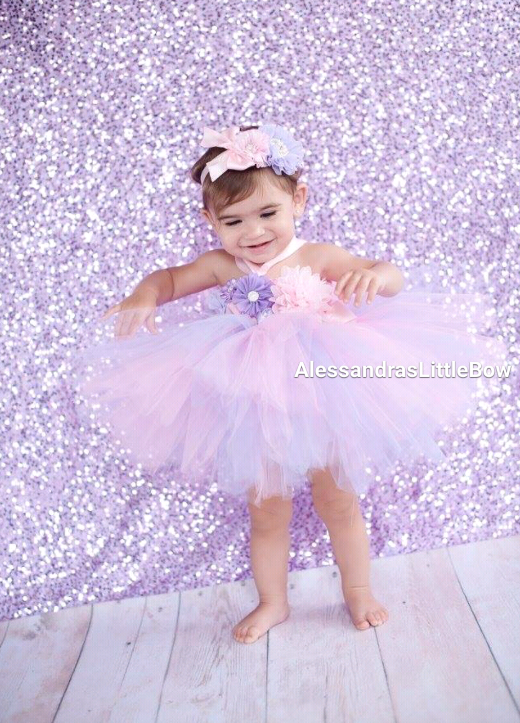 purple and pink tutu dress - AlessandrasLittleBow