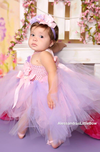 purple and pink tutu dress - AlessandrasLittleBow