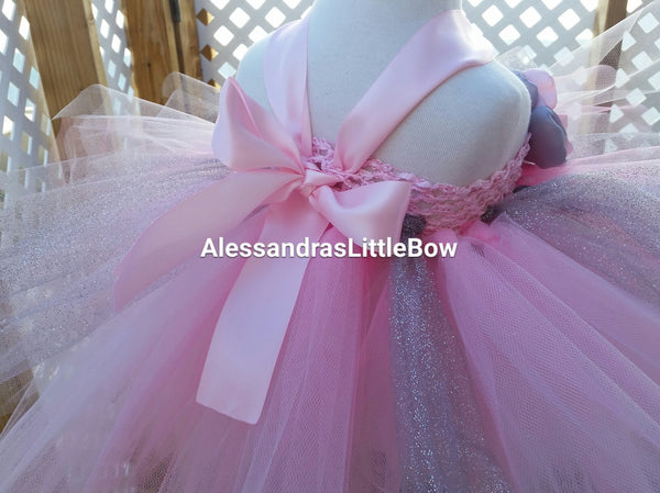 Silver and pink tutu dress - AlessandrasLittleBow