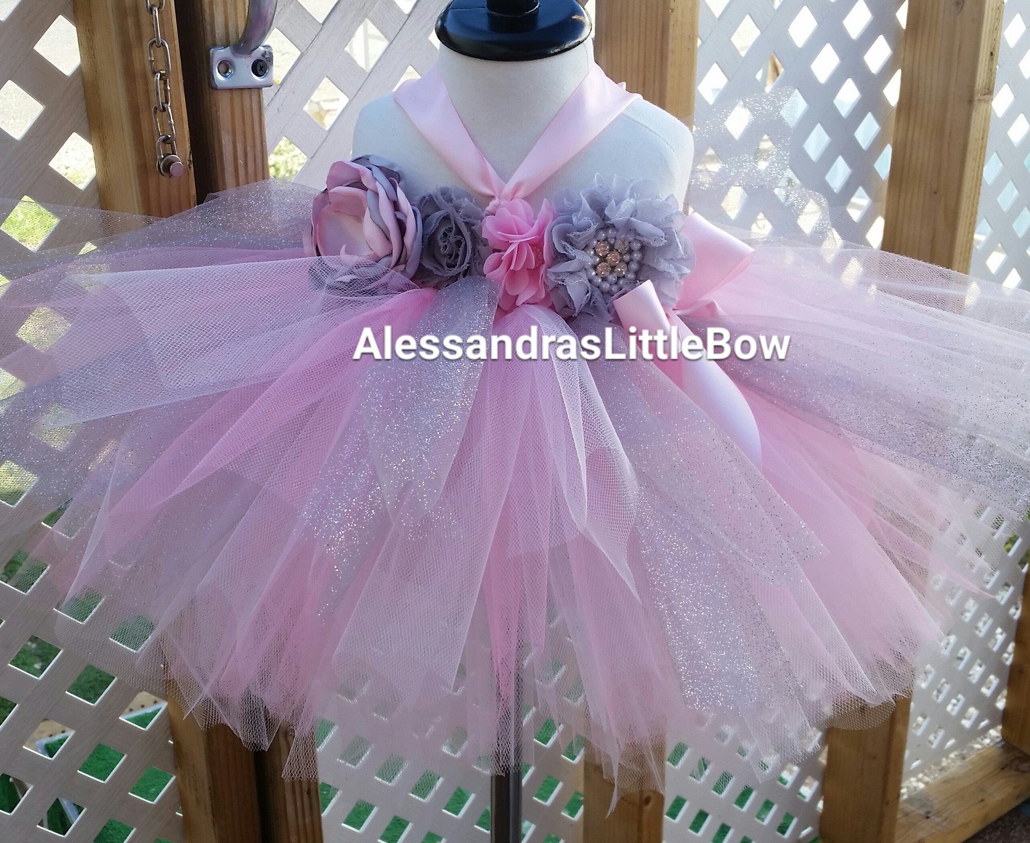 Silver and pink tutu dress - AlessandrasLittleBow