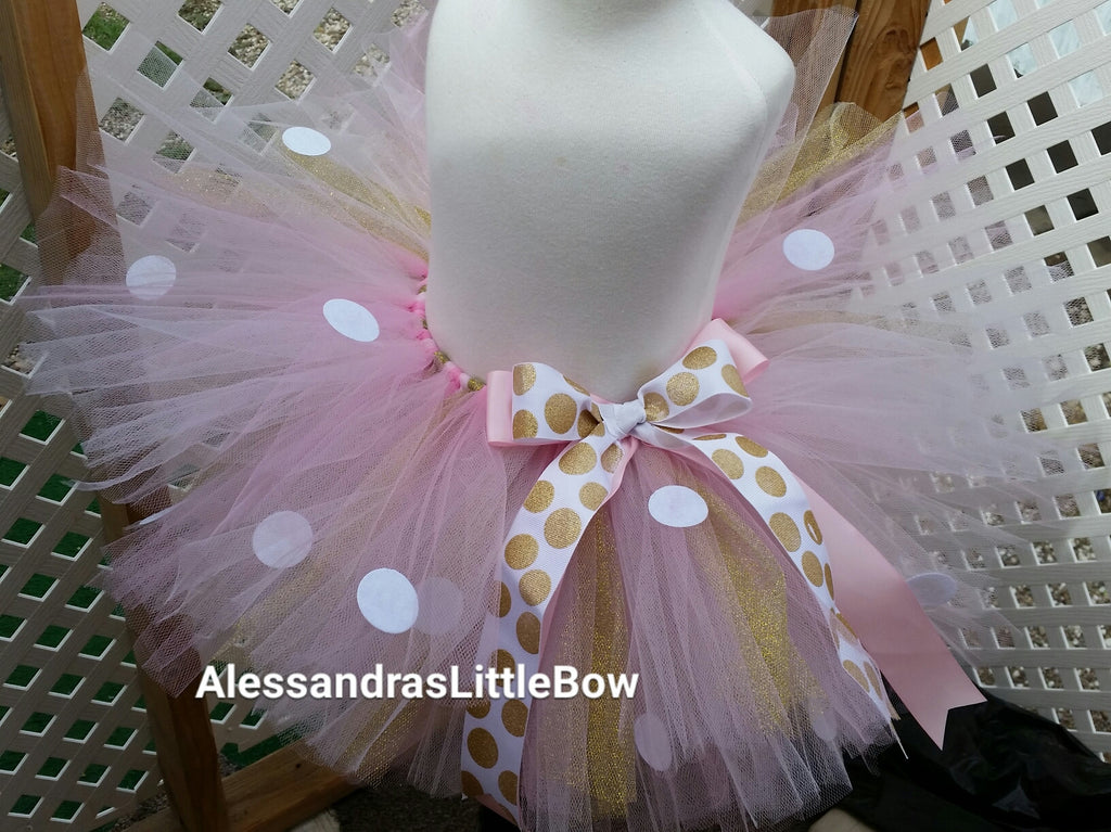 Light pink and gold Minnie mouse tutu skirt - AlessandrasLittleBow