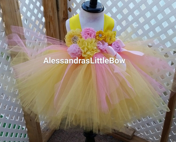 Pink lemonade tutu dress - AlessandrasLittleBow