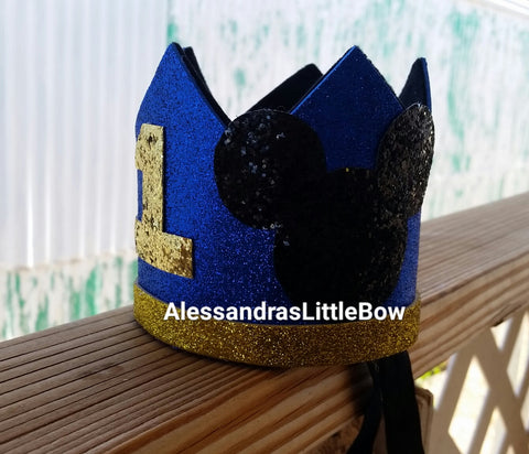 Royal blue Mickey Mouse birthday crown - AlessandrasLittleBow