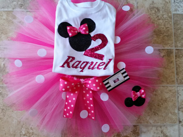 "Raquel" minnie mouse birthday outfit 3 piece set - AlessandrasLittleBow
