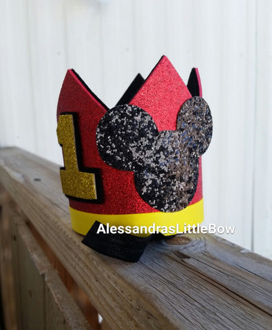 Mickey Mouse red birthday crown - AlessandrasLittleBow