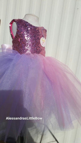 Princess Unicorn color block couture dress - AlessandrasLittleBow