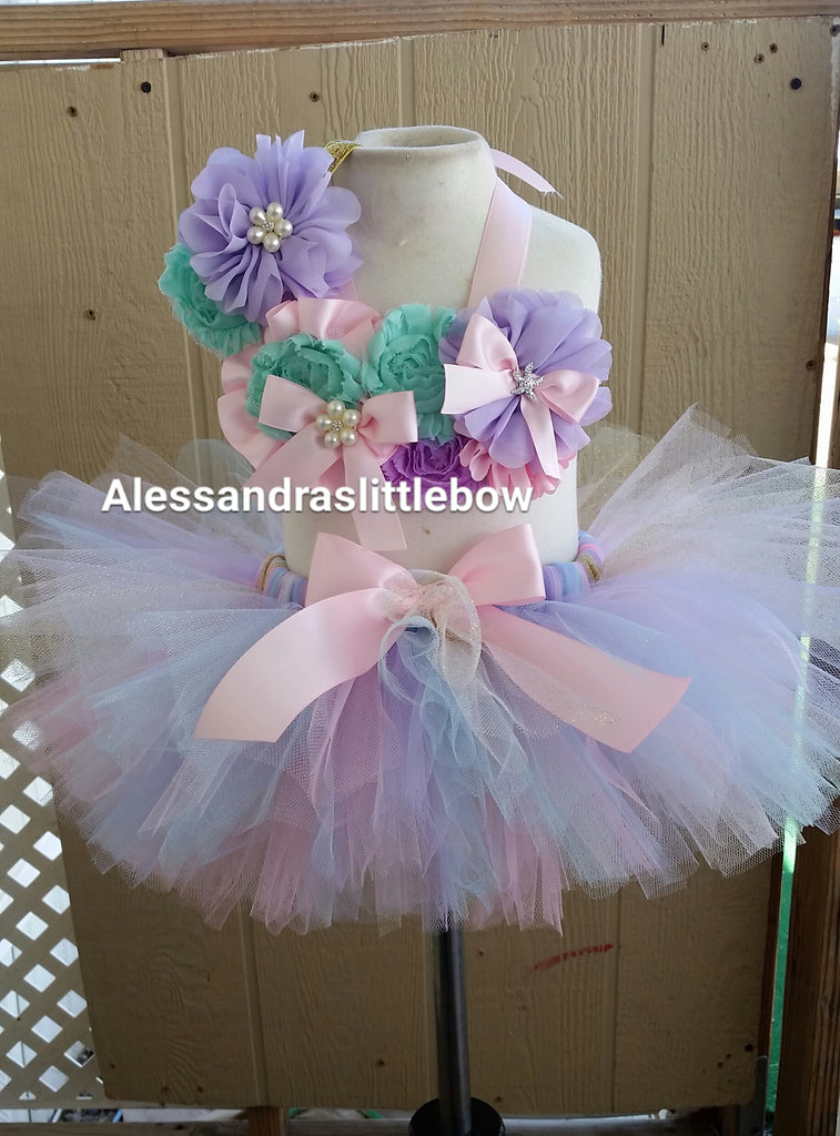 Sweet pastel Mermaid cake smash outfit - AlessandrasLittleBow