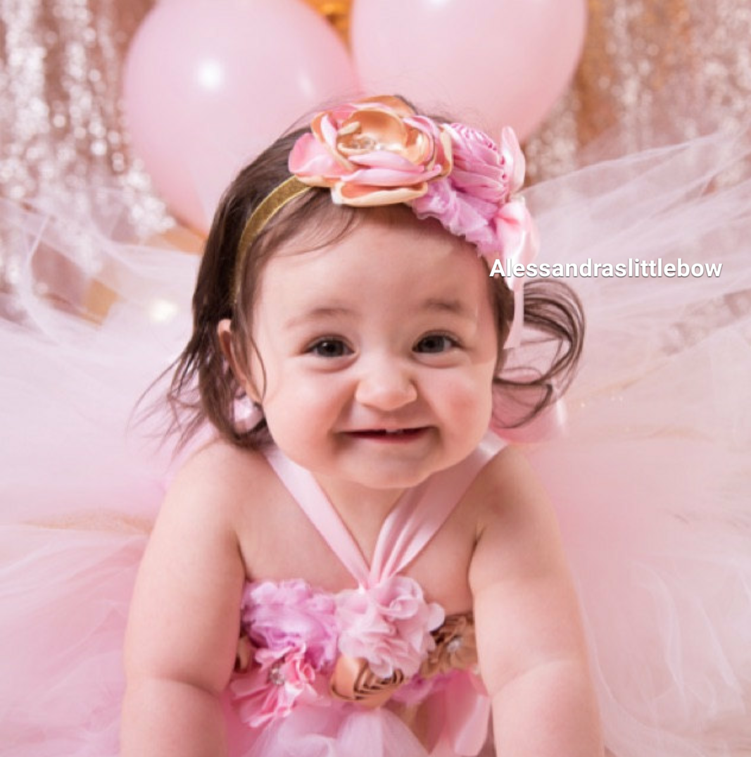 pink and gold tutu dress - AlessandrasLittleBow