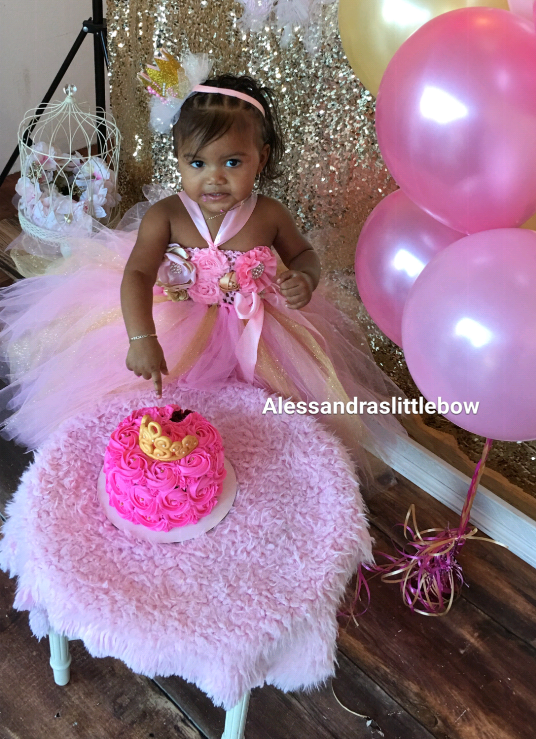 pink and gold tutu dress - AlessandrasLittleBow