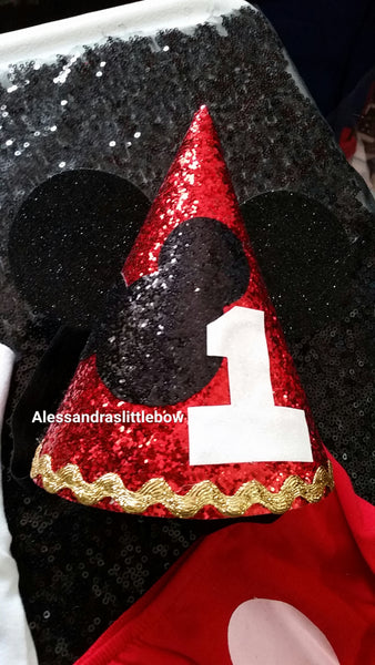 Mickey Mouse birthday hat - AlessandrasLittleBow