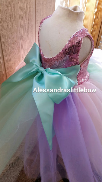Princess Unicorn color block couture dress - AlessandrasLittleBow