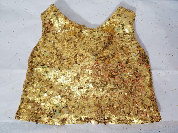 Princess cropped Sequin top in gold - AlessandrasLittleBow