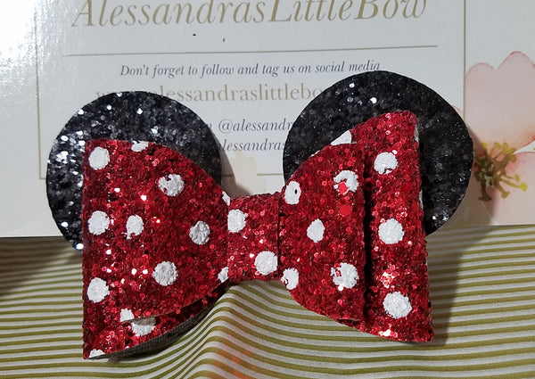 Minnie Ears glitter bow - AlessandrasLittleBow