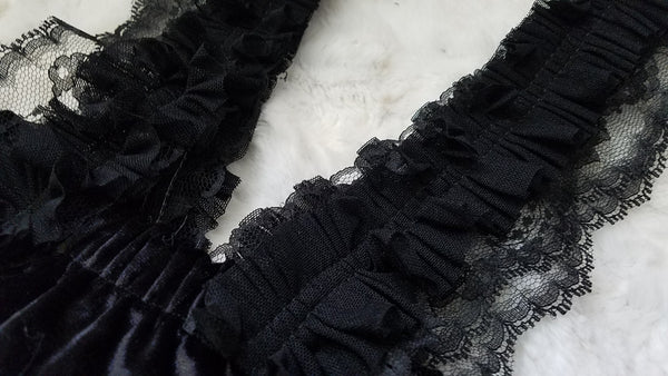 Black Velvet Lace Suspender Bloomers - AlessandrasLittleBow