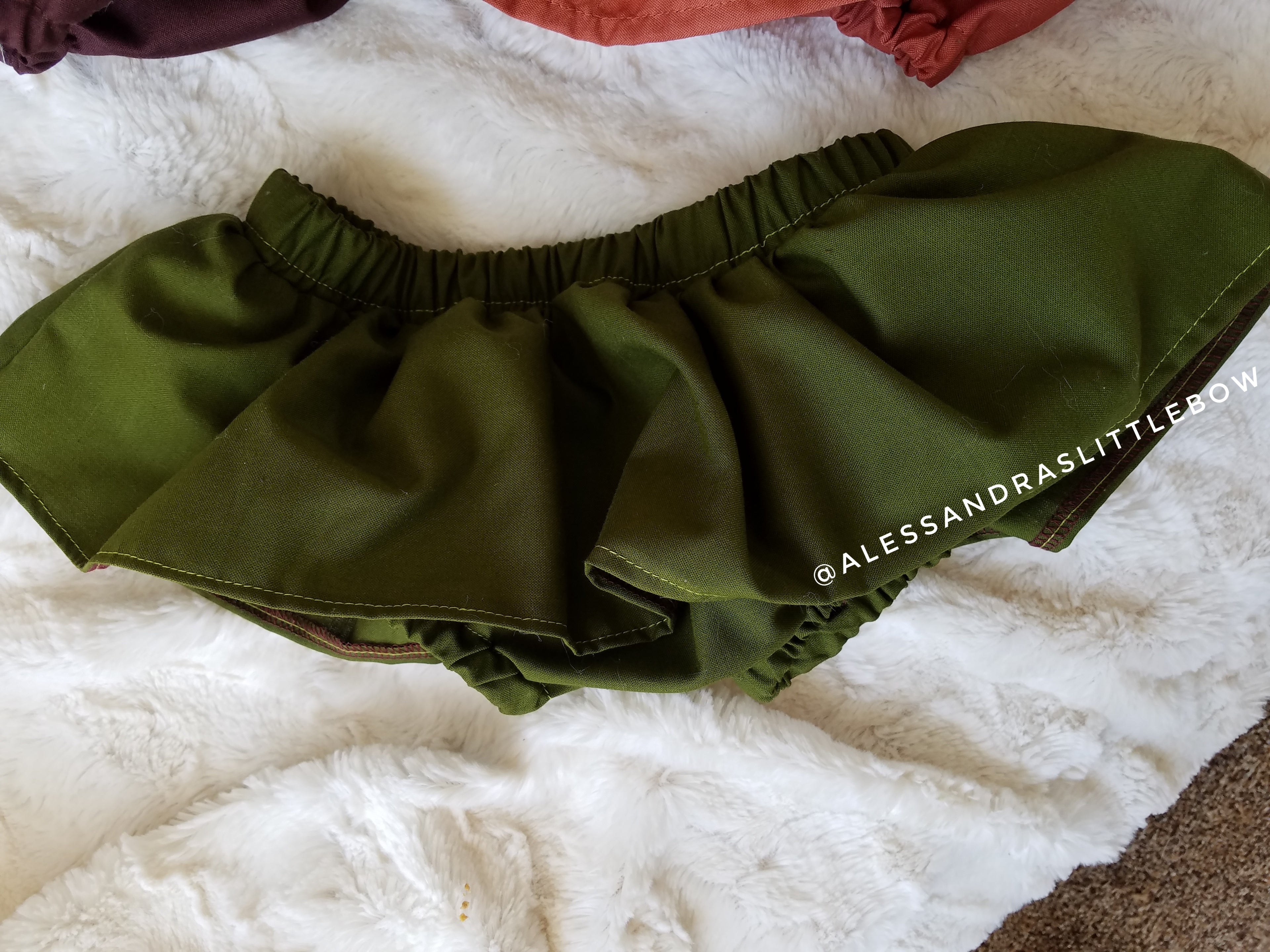 Dark Olive skirted bloomers - AlessandrasLittleBow