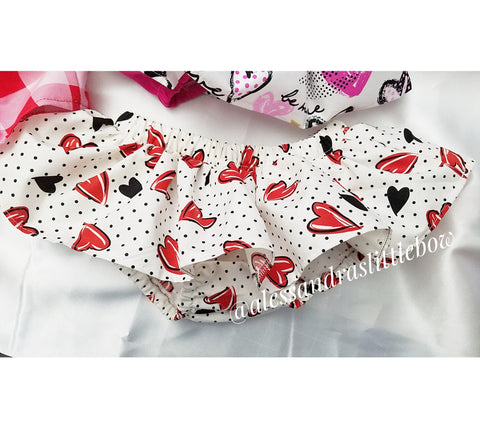 Red and Black hearts dot Skirted Bloomers - AlessandrasLittleBow