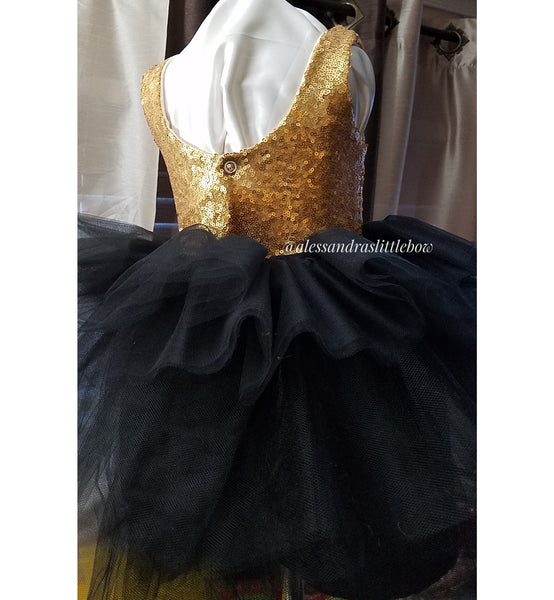 Allyson dress Black and gold sequin - AlessandrasLittleBow