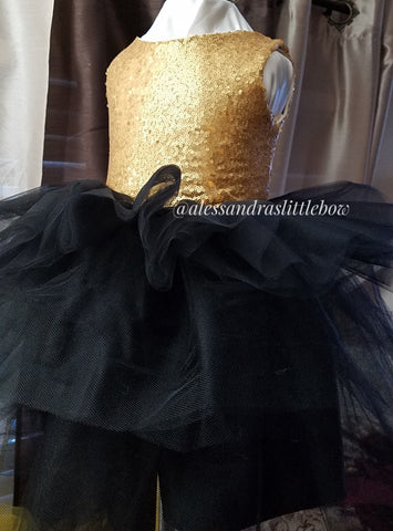 Allyson dress Black and gold sequin - AlessandrasLittleBow