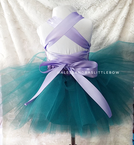Ariella Couture dress lavender and teal - AlessandrasLittleBow