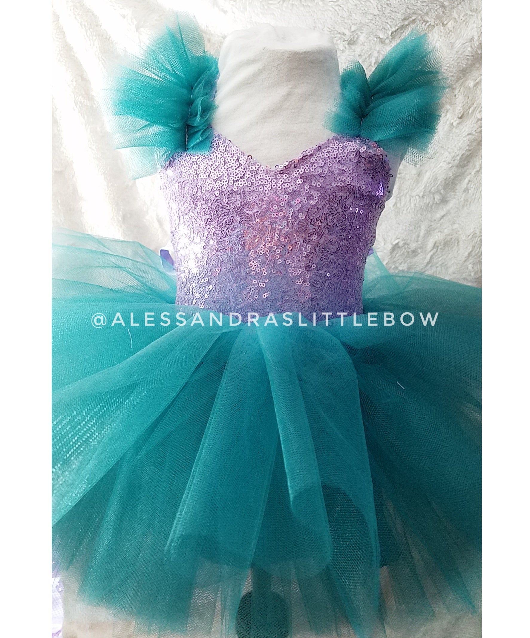 Ariella Couture dress lavender and teal - AlessandrasLittleBow