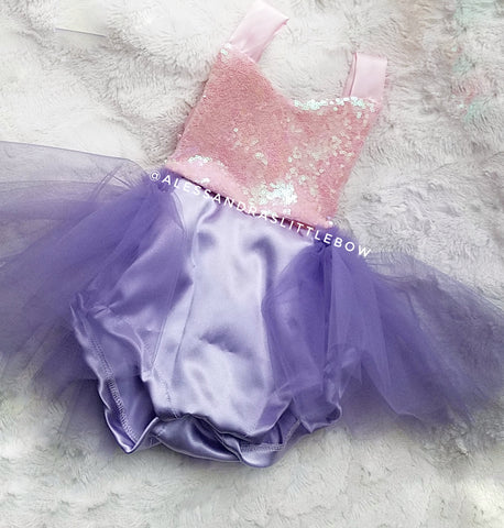 Lavender and Pink sequin Romper - AlessandrasLittleBow