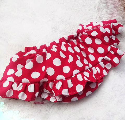 Red Polka dots  ruffle skirted bloomers - AlessandrasLittleBow