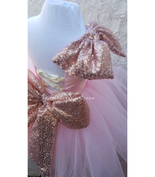 Brielle Couture Dress in Rose Gold and Pink - AlessandrasLittleBow