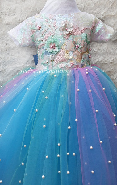 Spring Princess Couture Dress full lenght - AlessandrasLittleBow