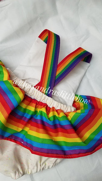 Rainbow Stripe  Romper - AlessandrasLittleBow