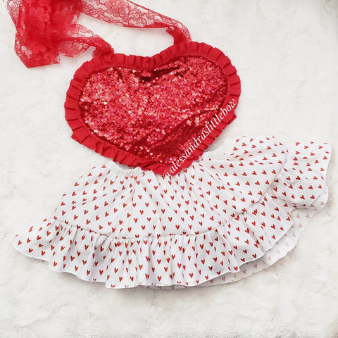 Red hearts Pinafore Romper