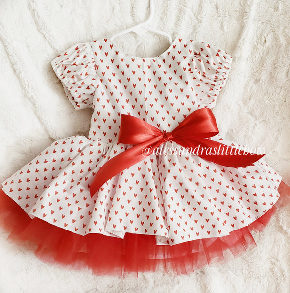 Red Valentine's hearts vintage Couture Dress
