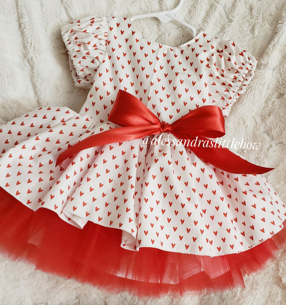 Red Valentine's hearts vintage Couture Dress