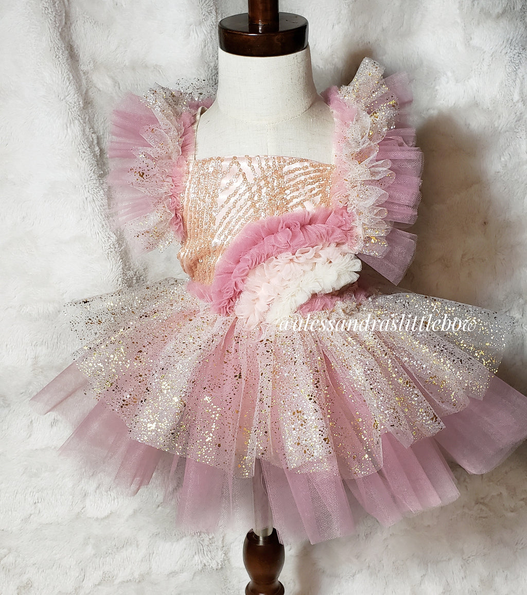 Blush Rainbow Whimsical Romper - AlessandrasLittleBow