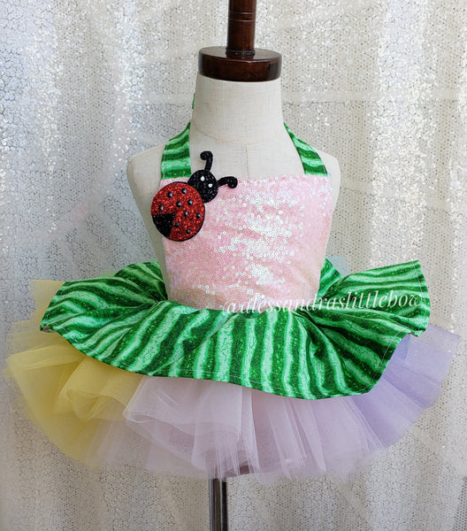 Coco Melon inspired tutu Romper with lady bug