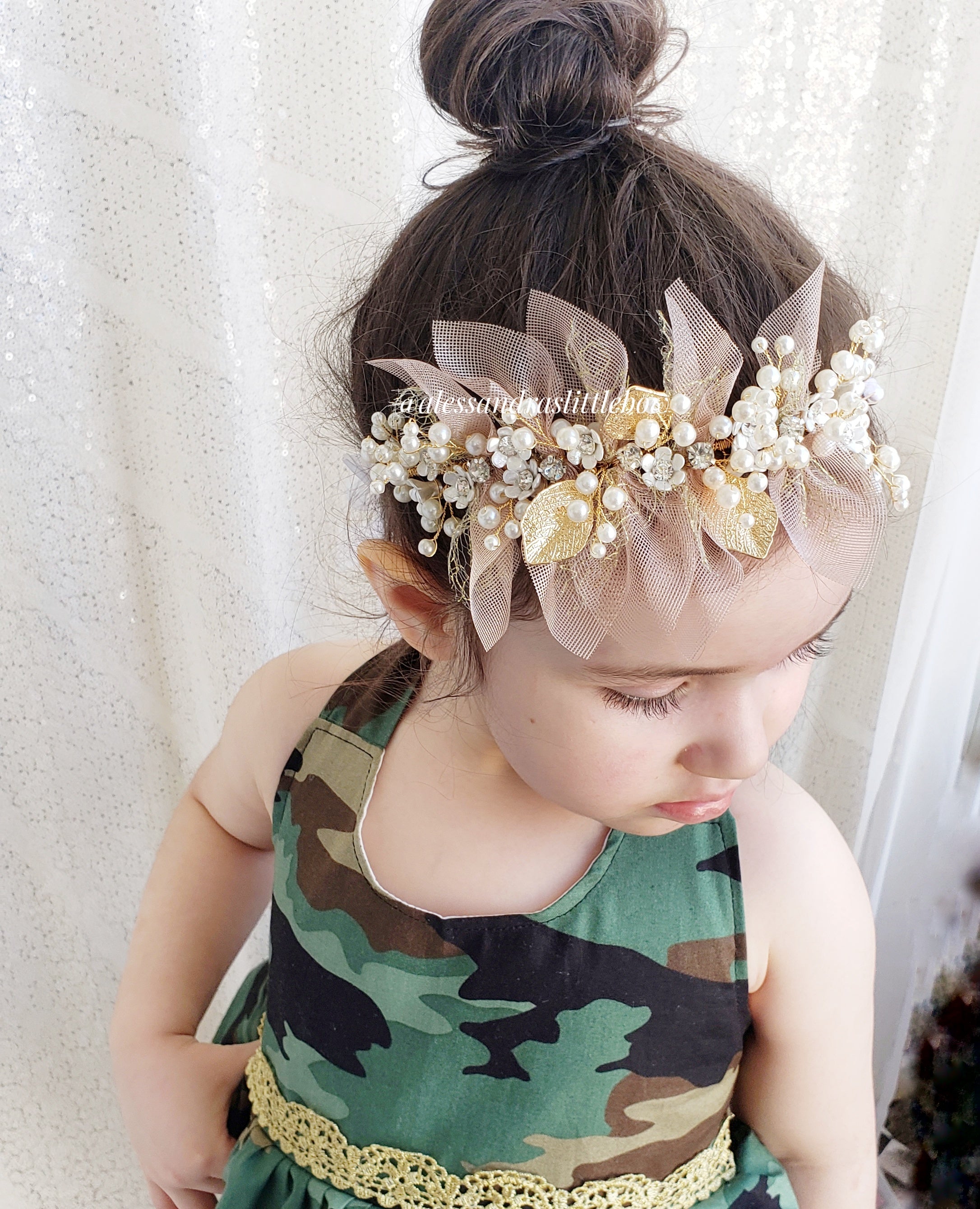 Rose Gold pearl headpiece - pre order - AlessandrasLittleBow