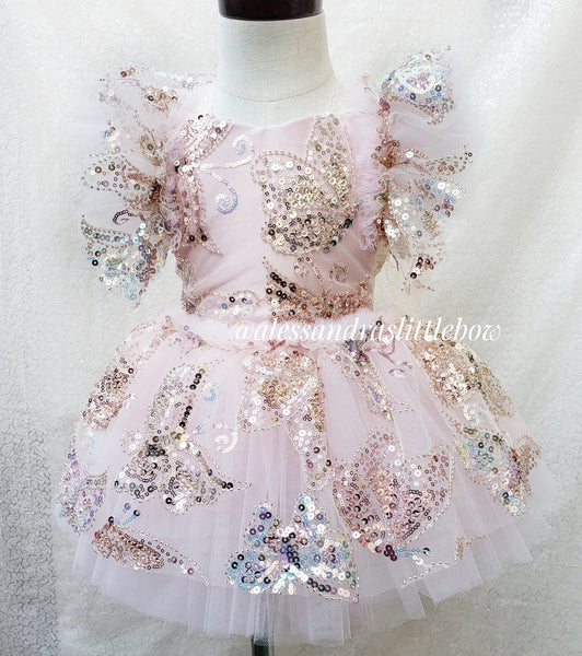 Sparkly Butterfly Deluxe Couture romper in pink and golds
