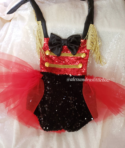Ring Master Romper in Red and Black