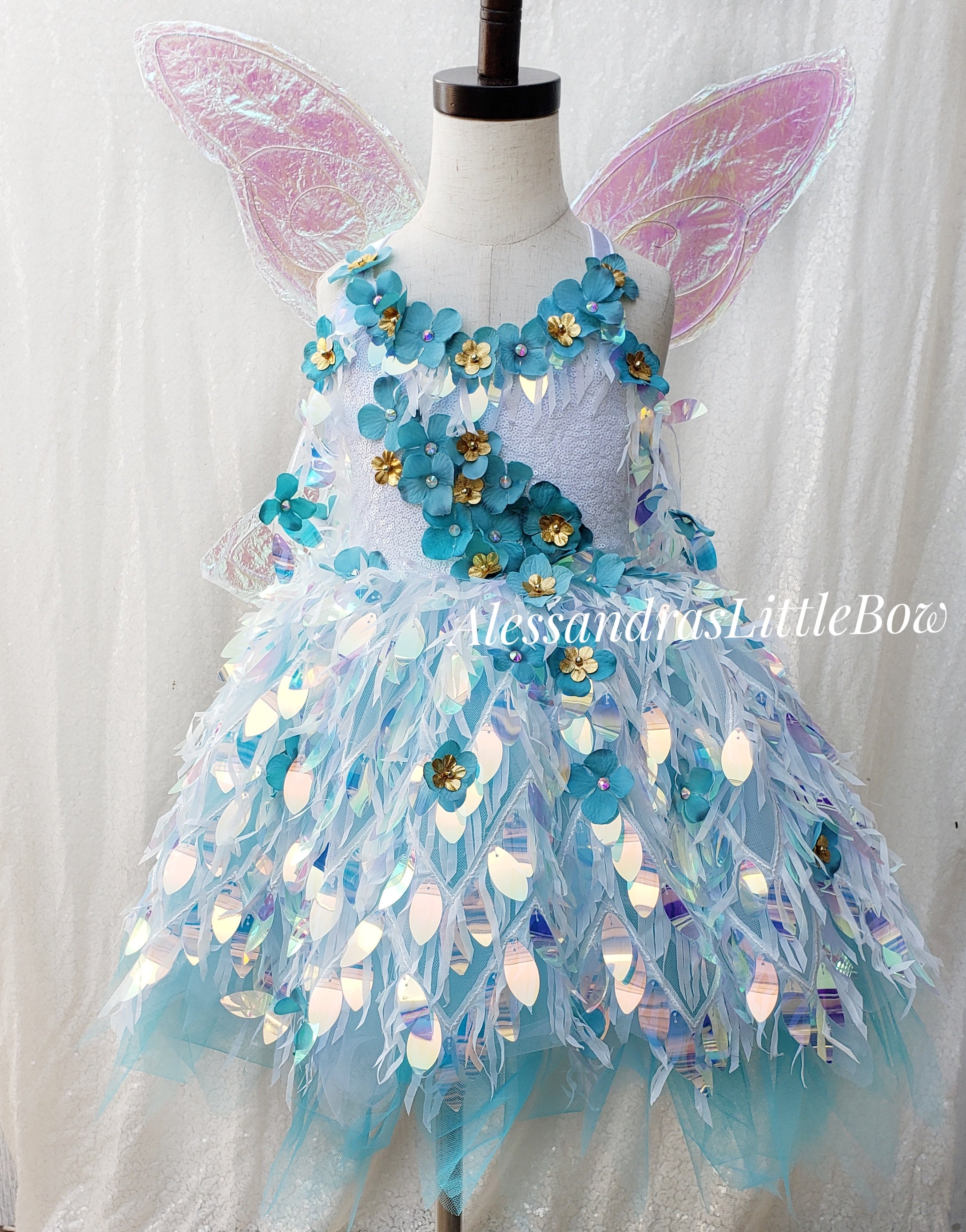 Teal Pixie Fairy Couture Dress