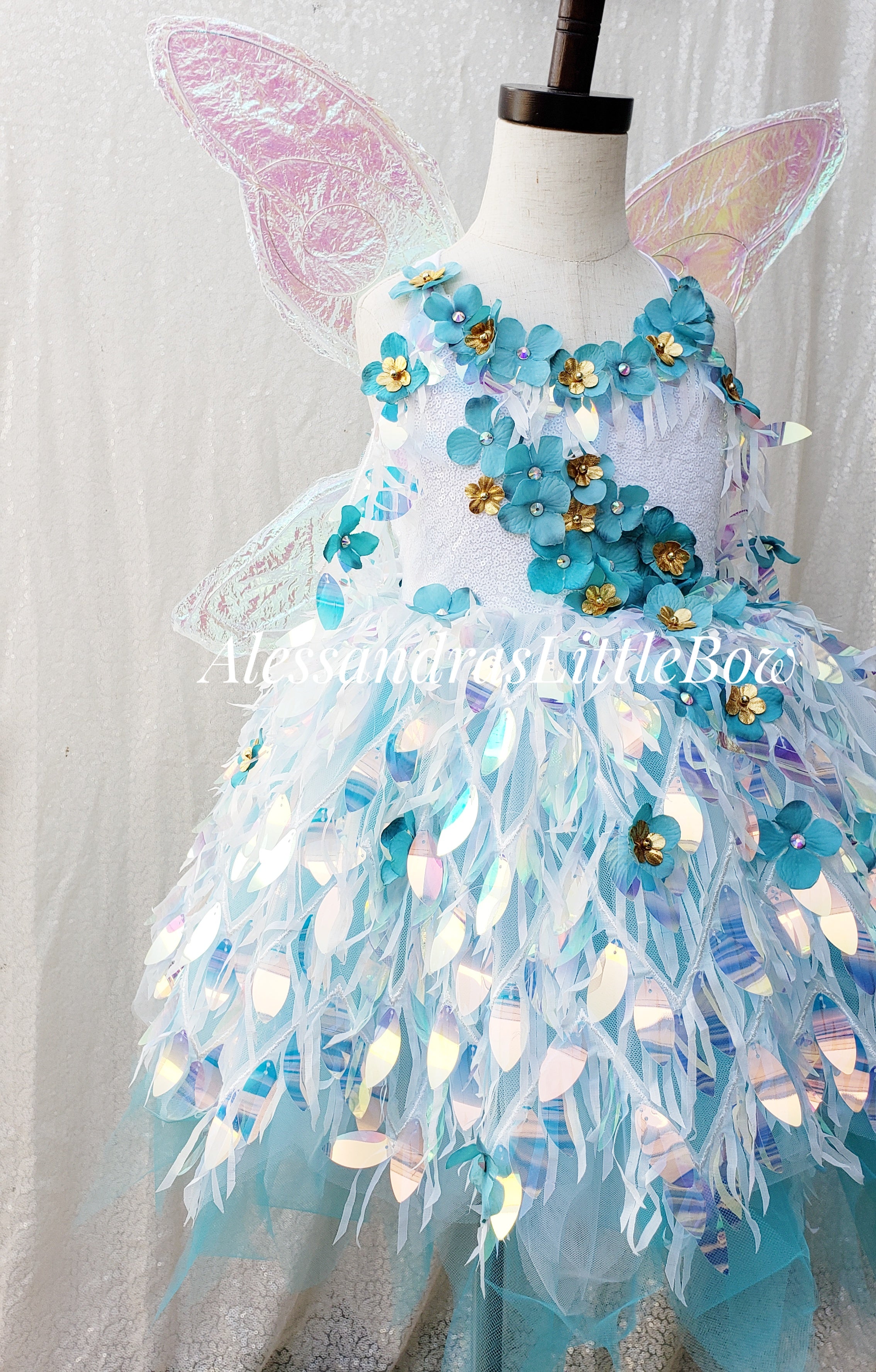 Teal Pixie Fairy Couture Dress