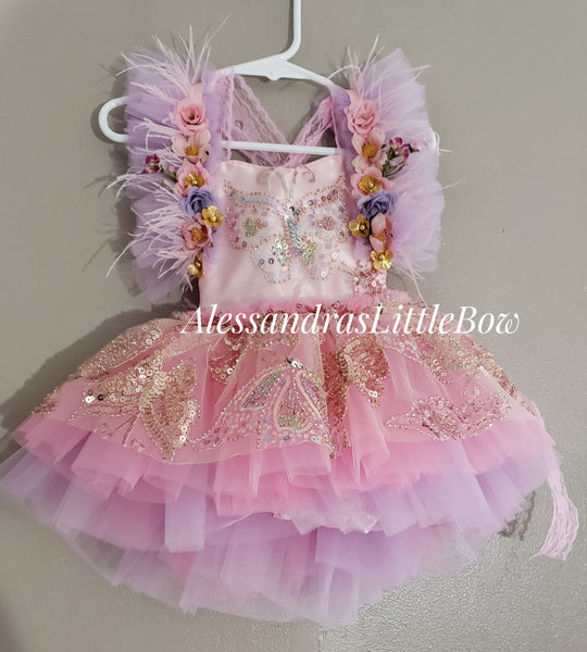 Sparkly Butterfly Deluxe Couture romper in pinks and lavender