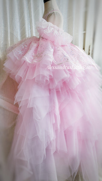Pink Winter Princess High Low Couture Dress