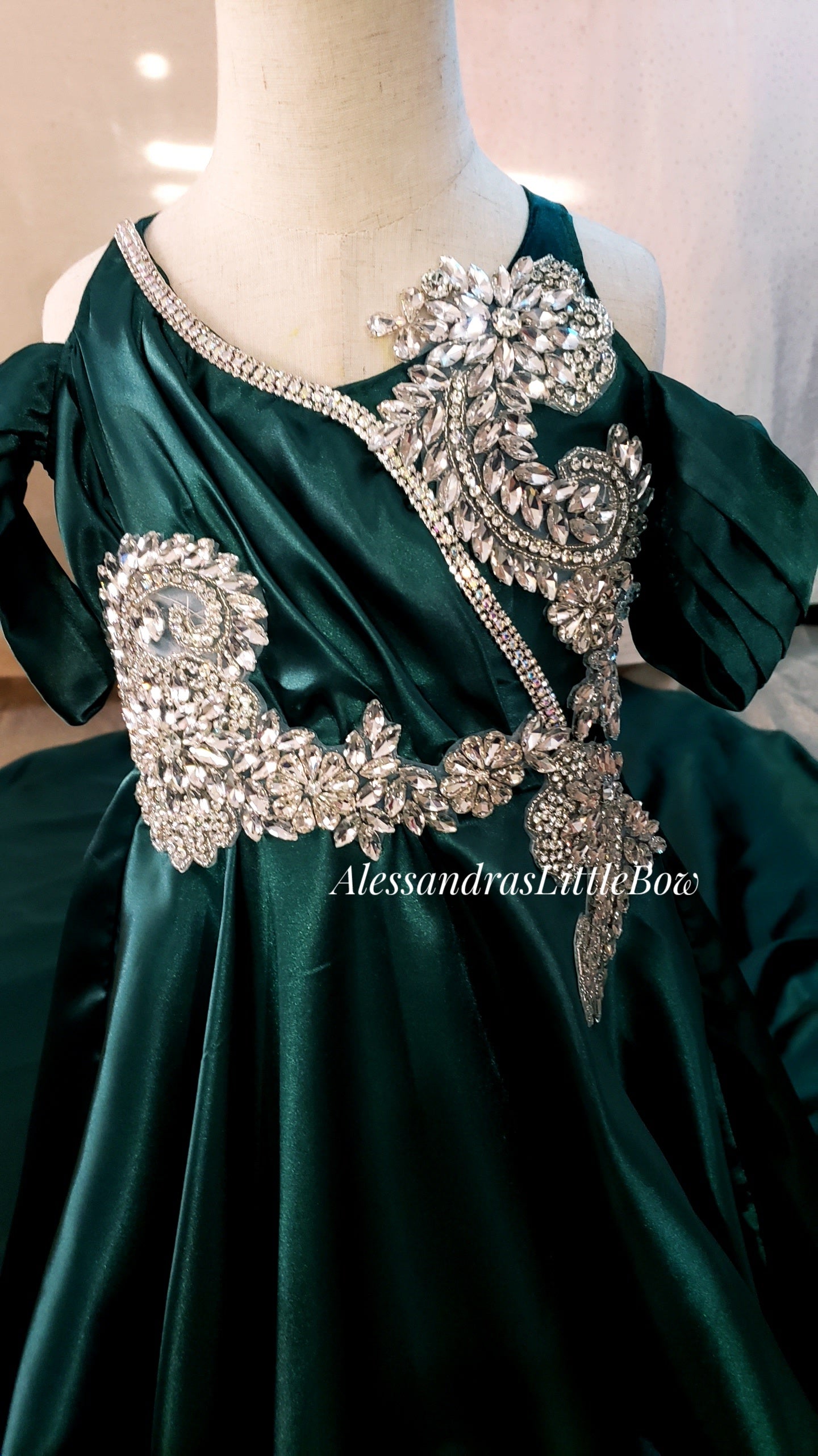 Ready to ship Emerald Gown fits 4t-6kids