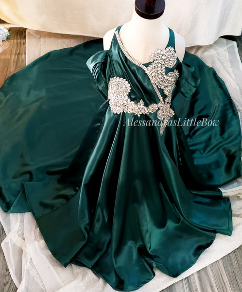 Ready to ship Emerald Gown fits 4t-6kids