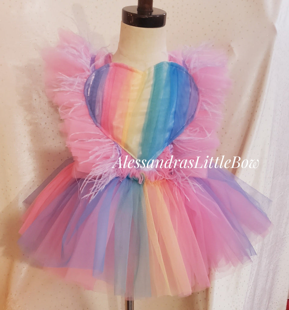 Ombre Rainbow heart whimsical romper